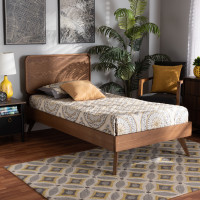 Baxton Studio Leola-Ash Walnut-Twin Baxton Studio Leola Mid-Century Modern Transitional Walnut Brown Finished Wood Twin Size Platform Bed